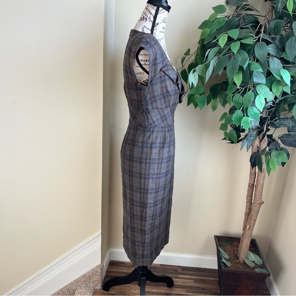 Perla de Pari Vintage Wool Plaid Dress Brown Sz 0 - Picture 7 of 16